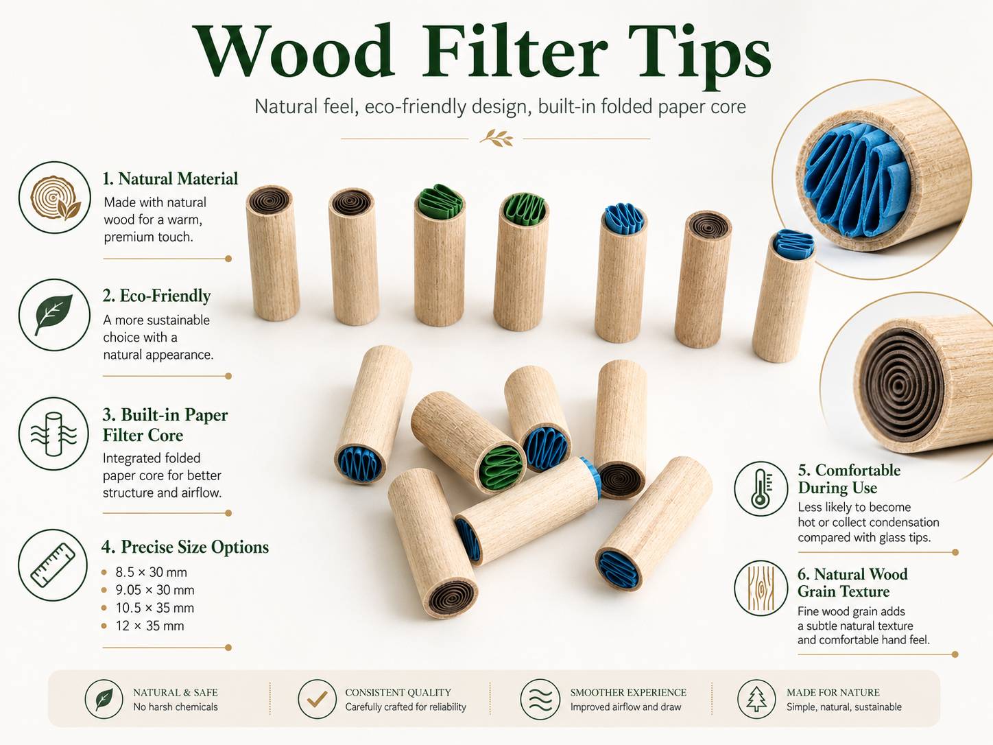wooden spiral filter tips for smoking